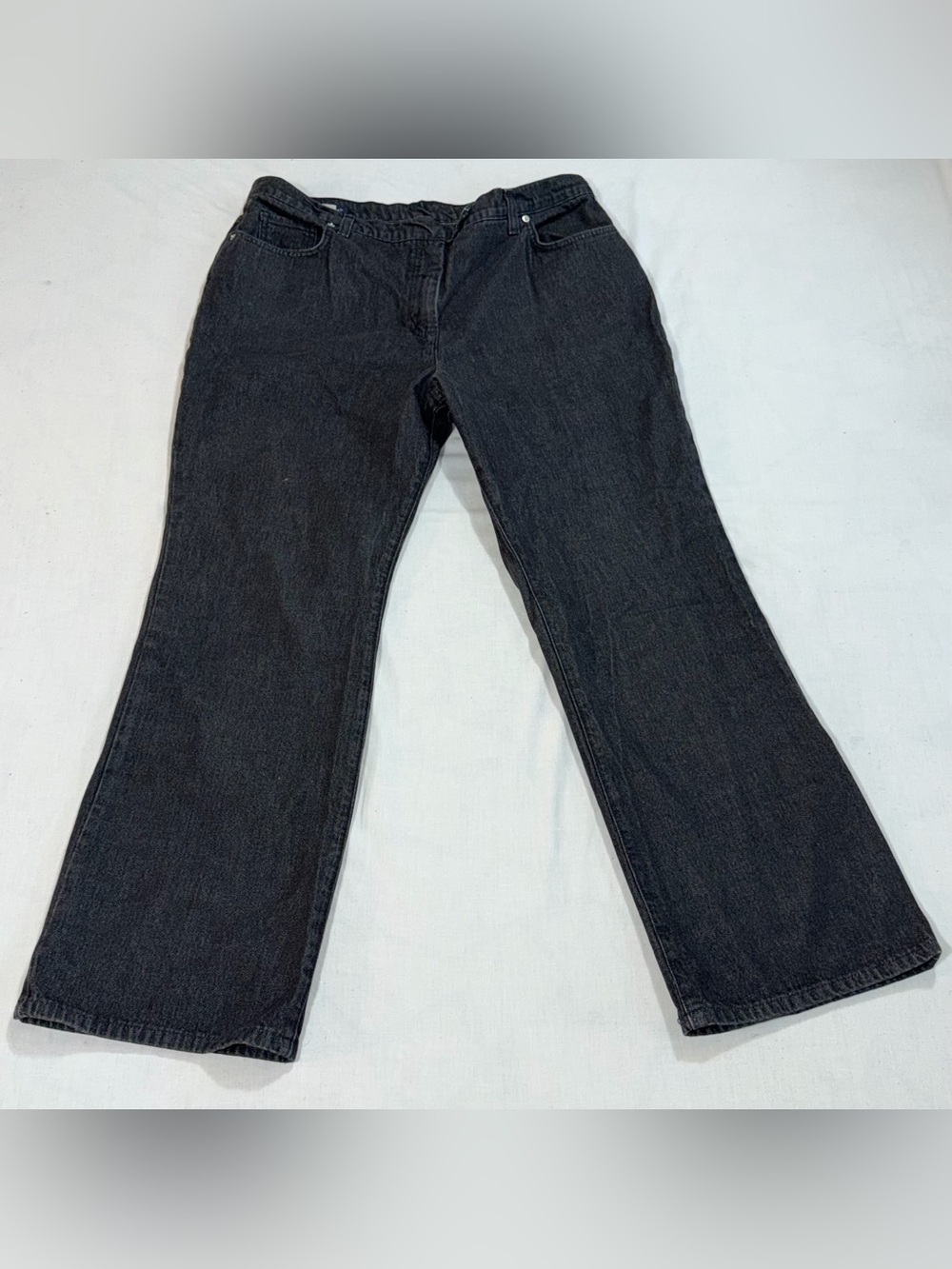 Lands' End Women's Size 18 Black Flare Jeans 100% Cotton Classic O88